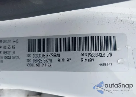 2015 Chrysler 200 Limited из США, поврежденный, VIN 1C3CCCAB1FN726648